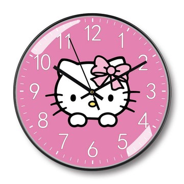 YOG-卡通hello kitty時尚簡約掛鐘家用臥室客廳早教靜音可愛掛牆時鐘
