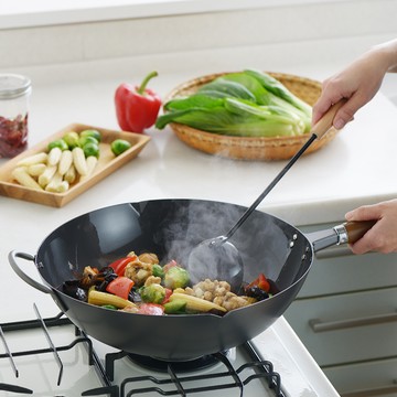 YOSHIKAWA吉川鄉技日本製窒化鐵炒鍋 33cm(送鍋蓋)