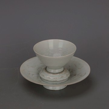 宋 湖田窯影青暗刻纏枝花卉蓮花盞杯子 仿古景德鎮出土老貨瓷器