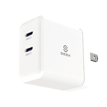 SEEK 45W GaN電源供應器 CU-P451 USB-C1/C2 AC 100-240V 1.6A(Max) 50-60Hz  1個  白色