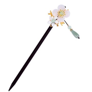 【ANGEL】春花搖曳花卉盛開頭琉璃彩玉髮簪(白綠色)