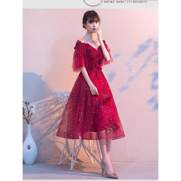 2025新款新娘大碼敬酒服200斤胖mm修身顯瘦遮肚晚禮服宴會連衣裙