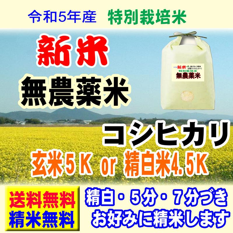 新米 令和5年産 無農薬 10kg (5kg×2袋) 滋賀県産 コシヒカリ 特別栽培農産物 米 お米 玄米 白米 7分づき 5分づき 3分づき 出荷日精米 送料無料