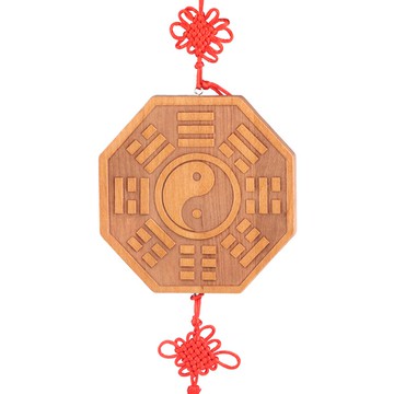 歐圣英桃木太極八卦鏡掛件吉祥物平安桃木工藝品掛件
