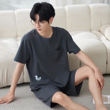 男士睡衣夏季純棉加肥加大碼薄款短袖兩件套裝春秋天家居服可外穿