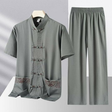 【巴黎精品】現貨+預購 新中式唐裝套裝中國風襯衫短袖上衣長褲休閒男裝-吉字男裝5色a1kr14