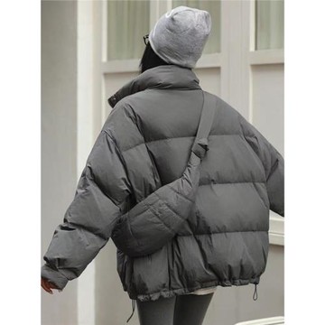 挎包短款羽絨服女2024冬季韓系寬松顯瘦白鴨絨休閑流行面包服外套