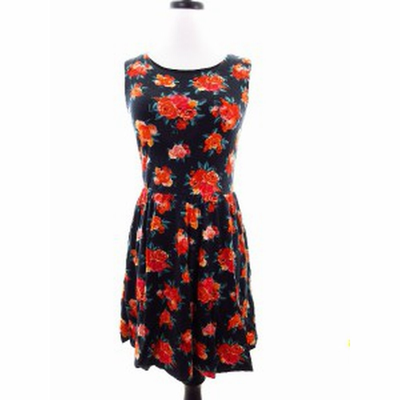 中古 エモダ Emoda ワンピース ミニ ノースリーブ 花柄 S 黒 ブラック M2 レディース 通販 Lineポイント最大1 0 Get Lineショッピング