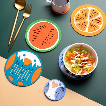 卡通防燙隔熱墊家用創意可愛PVC餐桌墊圓形耐高溫碗墊杯墊鍋墊