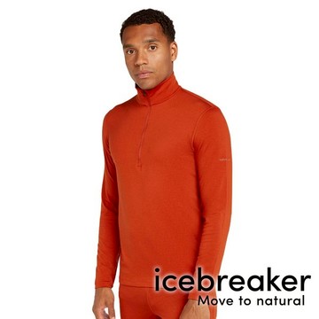 【icebreaker】男天絲半開襟長袖上衣『磚橘』0A575K 戶外 露營 登山 健行 休閒 時尚 保暖 吸濕排汗 長袖 上衣