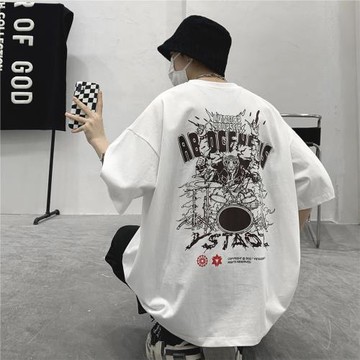 美式t恤男短袖hiphop重磅夏季高街圓領半截袖ins潮牌百搭小眾半袖