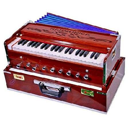 Naad Handmade Portable 3.5 Octave Stopper Laying Style Harmonium Baja With Coupler 並行輸入品