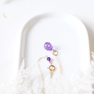 輕珠寶胖水滴輕珠寶紫水晶項鍊 人緣提升 招貴人