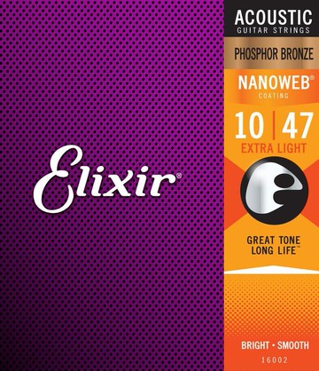 elixir nanoweb 16002 (10-47) 薄膜 防鏽 磷青銅 木吉他弦 民謠吉他弦