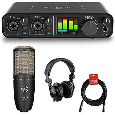 Motu M2 2x2 USB Audio Interface with AKG Project Studio P220