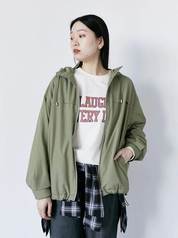 防潑水加工抽繩連帽夾克外套(0F000378810) - Samansa Mos2 blue