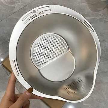 💕首發特殺     304不鏽鋼瀝水籃多功能淘米神器洗米篩水果盤家用廚房專用洗菜盆