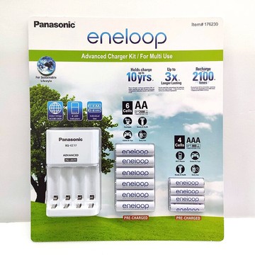 [COSCO代購5] Panasonic ENELOOP 電池+充電器套組 6*AA+4*AAA+CHARGER COMBO _C176230
