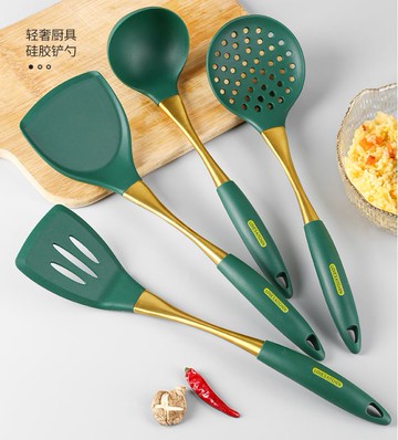 不沾鍋專用食品級矽膠鍋鏟家用耐高溫炒菜鏟子廚具套裝炒勺漏湯勺廚房小物 廚房用品 廚具 料理工具