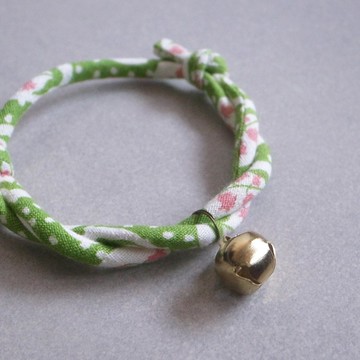 北歐棉布日本犬貓頸圈 項圈(可調式)--綠草(只有一般可調)