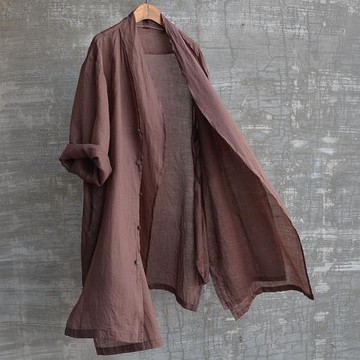 原創中性款夏輕薄舒適防曬衫襯衫中長外套帥氣飄逸中國風時尚流行