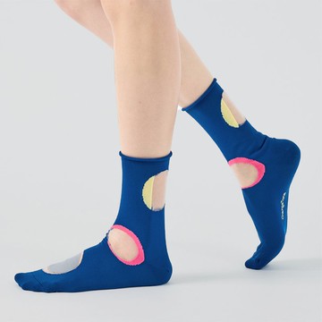 是圓不是圓 透明紗中筒襪 - 深藍(M)