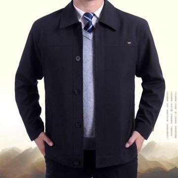 春秋款爸爸裝寬松夾克上衣厚外套