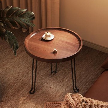 古典風高級感小茶幾客廳邊幾置物架陽臺飄窗移動小圓桌網紅可折疊