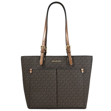 MICHAEL KORS JET SET TRAVEL 印花前口袋肩背包.深咖