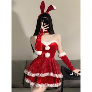 萬圣節日派對兔子制服女仆套裝cos兔女郎純欲新年性感麋鹿圣誕裝