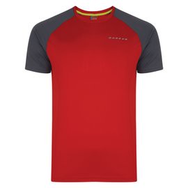 【【蘋果戶外】】『零碼出清』Dare2b DMT355 紅/灰 男 英國進口名牌服飾 昂德邁彈短圓領排汗衣 MEN''S UNDERMINE TEE