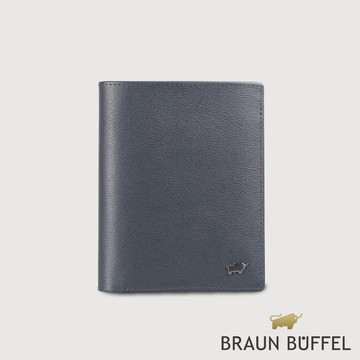 【BRAUN BUFFEL 德國小金牛】台灣總代理 波索-A 12卡直立中夾-藍色/BF519-359-NY