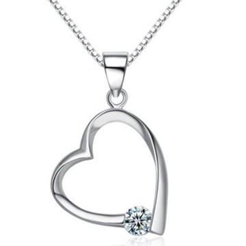 現貨+預購 925純銀項鍊鑲鑽吊墜-真愛氣質優雅七夕情人節生日禮物女配件銀飾73am76【獨家進口】【米蘭精品】