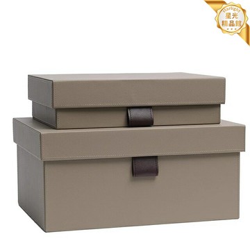 【輕奢軟裝】皮革整理盒 收納盒 儲物盒 裝飾盒 皮箱 擺件 現代簡約風 高級灰色 樣板房臥室衣帽間 家居裝飾品