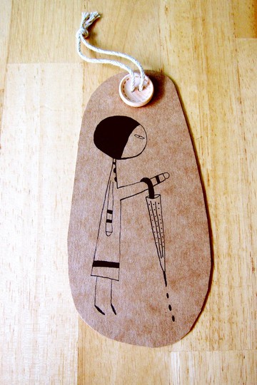 大頭症女孩英文字母書籤-K