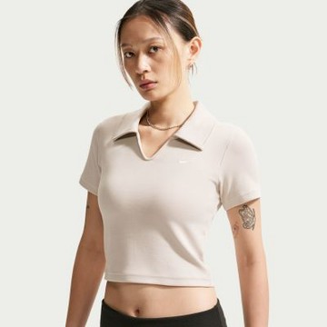 NIKE 短袖上衣 女 翻領 短版 合身 AS W NSW ESSNTL SS POLO CRP TO 米 IO2730-236