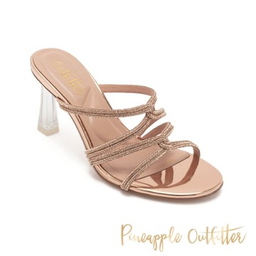 Pineapple Outfitter-滿鑽多層繞帶涼跟鞋 ROQUE-粉膚色