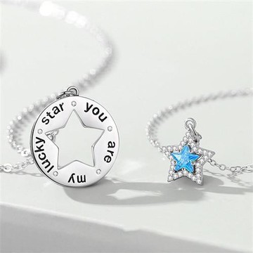 【巴黎精品】現貨+預購 頂級925純銀項鍊鎖骨鏈情人節禮物情侶對鍊配件-幸運星星情侶項鍊2款a1kp14