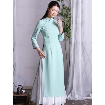 春秋款中國風奧黛連衣裙禪茶服