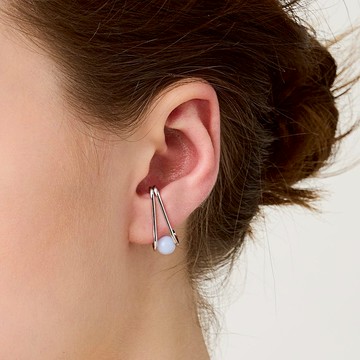 經典藍紋瑪腦耳扣  Onda Blue Lace Agate Earcuff