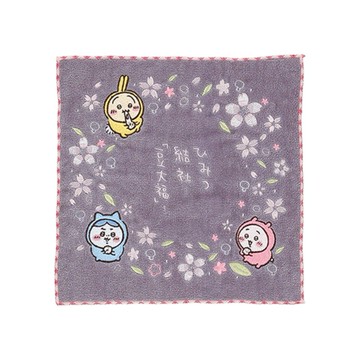 (預購)  Chiikawa吉伊卡哇專區 吉伊卡哇灰色睡衣派對刺繡手帕 約25*25cm (JN2170)