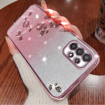 三星A32手機殼高端透明電鍍保護套適用GalaxyA32新款鑲鉆奢華網紅全包個性閃粉4G潮防摔超薄A32女神創意軟殼