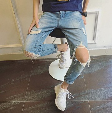 簡約 街頭 時尚 破洞 牛仔褲 絕美大破壞 品牌 FINDSENSE 設計師品牌