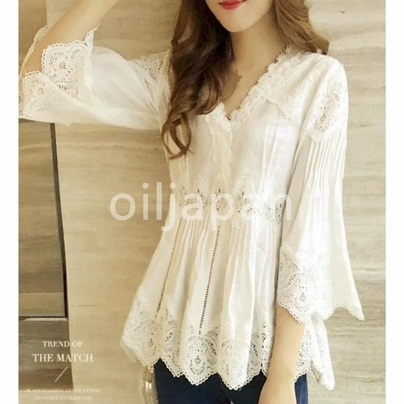 可愛い韓国風ファッション レディースブラウス 半袖 レースtシャツ シャツ 半袖トップスのブラウス気質v襟 袖の上着 通販 Lineポイント最大get Lineショッピング
