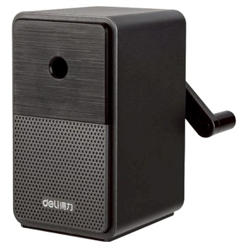 得力 手搖經典削鉛筆機  合金鋼滾刀 筆尖粗細可調 五檔選擇 黑鉛筆 彩色鉛筆皆適用  銀黑色  1個