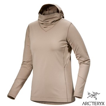 【ARCTERYX 始祖鳥】女 Rho 彈性透氣登山健行保暖連帽套頭衫.中層衣.面罩式兜帽/X000007326 煙燻棕