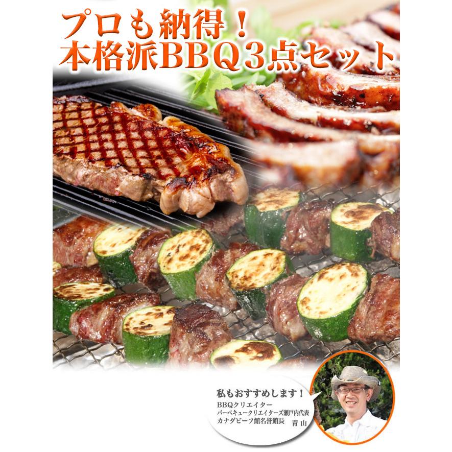 バーベキュー 肉 バーベキューセット 牛肉 ステーキ肉 ステーキ 1ポンドステーキ スペアリブ カルビ プロも納得！本格派BBQ３点セット アウトドア BBQ