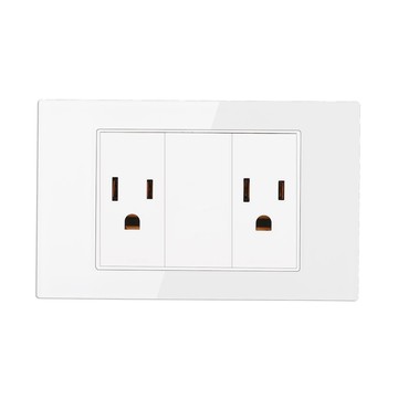 【易智快充】雙開三孔插座面板-玻璃透白