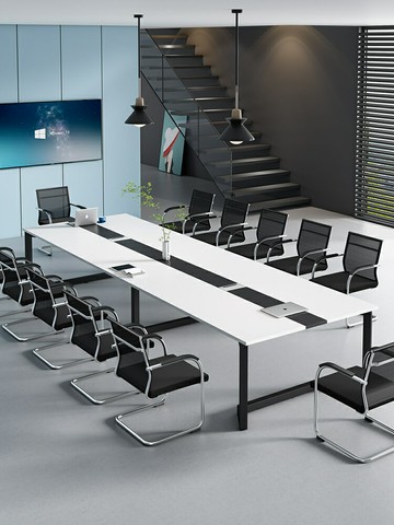 優樂悅~會議桌長桌洽談桌椅組合簡約現代培訓辦公桌會議室長條桌子工作臺【可開發票】 免運 辦公桌