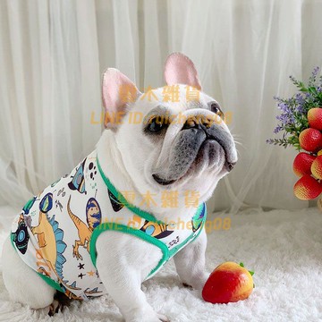 寵物衣服 薄款夏季背心卡通 彈力巴哥犬胖狗涼爽狗狗寵物衣服防掉毛【雲木雜貨】